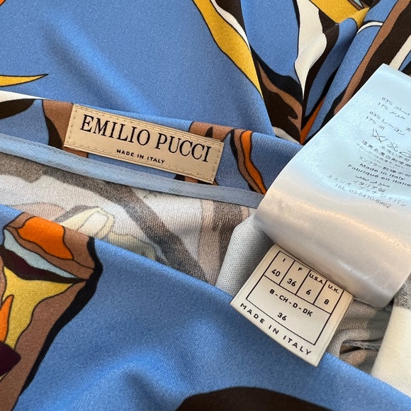 EMILIO PUCCI BLUE MULTI BAMBOO DRESS MODEL 71RL51 SIZE IT 40 / US 6 NWOTS! - Picture 14 of 17